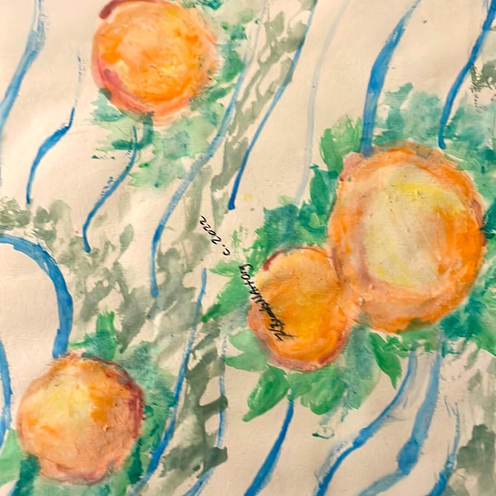 2 Paintings- Peaches Handmade Original Watercolor